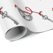 Papier Cadeau Clé de mon coeur (Coin rond)