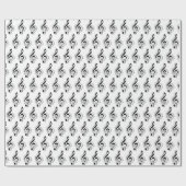 Papier Cadeau Clé de sol musicale sur fond blanc (Plat)