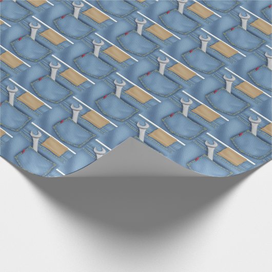 Papier Cadeau clé en poche en jean bleu (Coin)