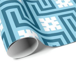 Papier Cadeau Clé grecque de Deco, bleu de ciel et marine