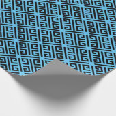 Papier Cadeau Clé grecque noire et bleue Motif (Coin)