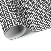Papier Cadeau clé noire blanche grecque (Coin rond)