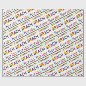 Papier Cadeau Clearwater Beach, Floride. Motif de texte coloré (Plat)