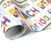 Papier Cadeau Clearwater Beach, Floride. Motif de texte coloré (Coin rond)