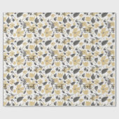 Papier Cadeau Clematis Jaune Aquarelle Florale (Plat)