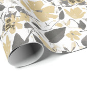 Papier Cadeau Clematis Jaune Aquarelle Florale (Coin rond)