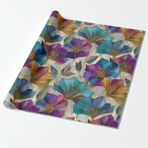 Papier Cadeau Clematis violet Art Nouveau