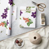 Clématite violette et fleurs sauvages florales 