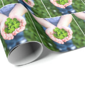 Papier Cadeau Clés à quatre feuilles Lucky petites mains (Coin rond)