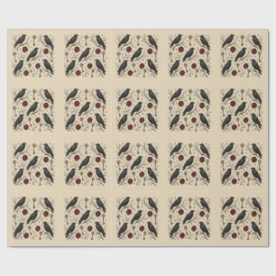 Papier Cadeau Clés Antiques Gothiques Raven Halloween Victorien