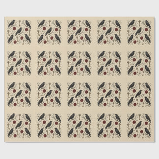Papier Cadeau Clés Antiques Gothiques Raven Halloween Victorien