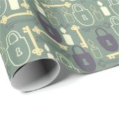 Papier Cadeau clés de serrures et bougies mignonnes motif (Coin rond)