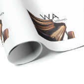 Papier Cadeau Clés de table de piano en bois Brown nom monogramm (Coin rond)