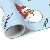 Papier Cadeau Cligner de l'oeil Père Noël noir gardant des (Coin rond)