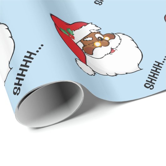 Papier Cadeau Cligner de l'oeil Père Noël noir gardant des (Coin rond)