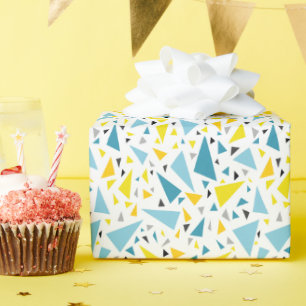 Papier Cadeau Cliquez sur le design favori Jaune et triangle ble