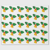 Papier cadeau Cloche dorée et houx (Plat)