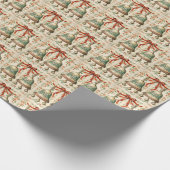 Papier Cadeau Cloche Verte Classique, Or, Clochette Rouge Bow (Coin)