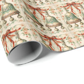 Papier Cadeau Cloche Verte Classique, Or, Clochette Rouge Bow (Coin rond)