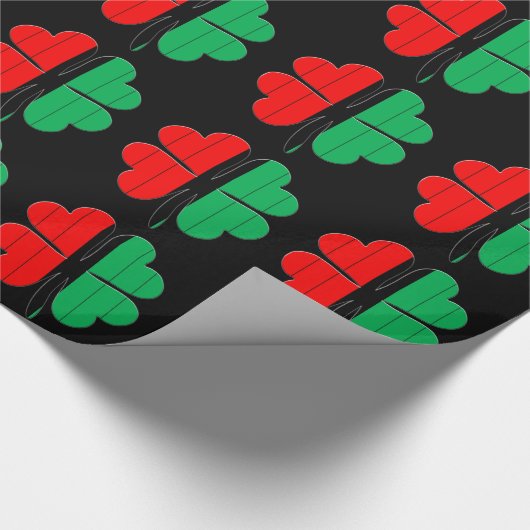 Papier Cadeau Clochers Rouge Noir Vert Kwanzaa (Coin)