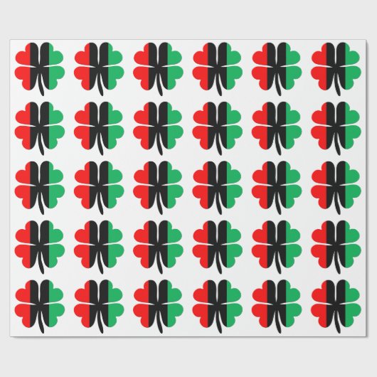 Papier Cadeau Clochers Rouge Noir Vert Kwanzaa (Plat)