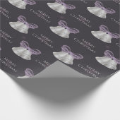 Papier Cadeau Cloches d'argent et Bow violet Joyeux Noël (Coin)