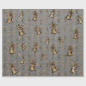 Papier Cadeau Cloches de bronze antiques sur acier gris (Plat)