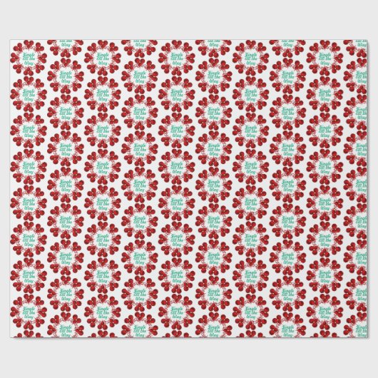 Papier Cadeau Cloches de Jingle Festif Rouge sur blanc (Plat)