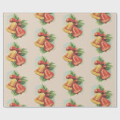 Papier Cadeau Cloches de Noël des années 1940 (Plat)