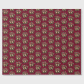 Papier Cadeau Cloches de Noël élégantes rouge et vert (Plat)