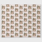 Papier Cadeau Cloches de Noël en bronze rose (Plat)