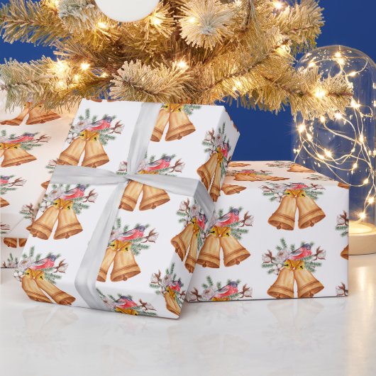 Papier Cadeau cloches de Noël et oiseau (Vacances)