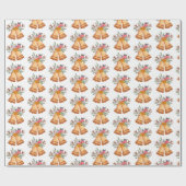 Papier Cadeau cloches de Noël et oiseau (Plat)