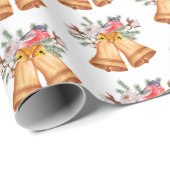 Papier Cadeau cloches de Noël et oiseau (Coin rond)