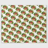 Papier Cadeau Cloches de Noël et ruban (Plat)