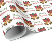 Papier Cadeau Cloches de Noël joyeuses (Coin rond)