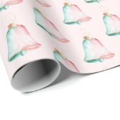 Papier Cadeau Cloches de Noël rose (Coin rond)