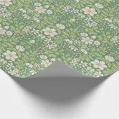 Papier Cadeau Cloches et baies Flore de Noël en vert vif (Coin)