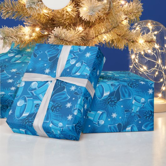 Papier Cadeau Clochettes Bleues de Noël (Vacances)