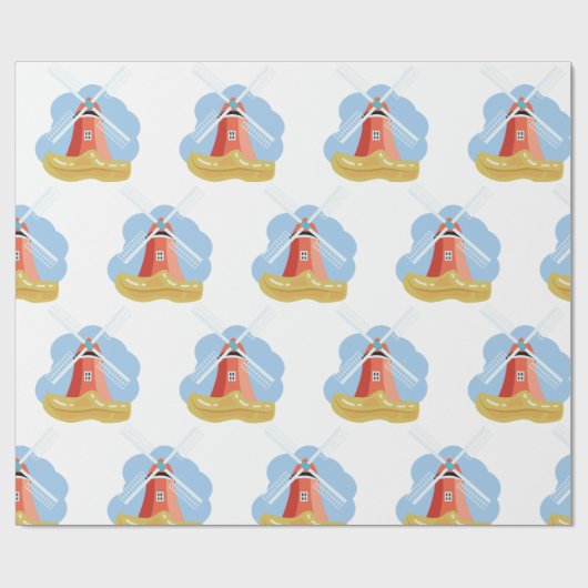 Papier Cadeau Clog et moulin à vent (Plat)