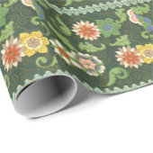 Papier Cadeau Cloisonne Chine Patter Asiatique Oriental (Coin rond)