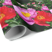 Papier Cadeau Closeup chinois pivoines fleurs (Coin rond)