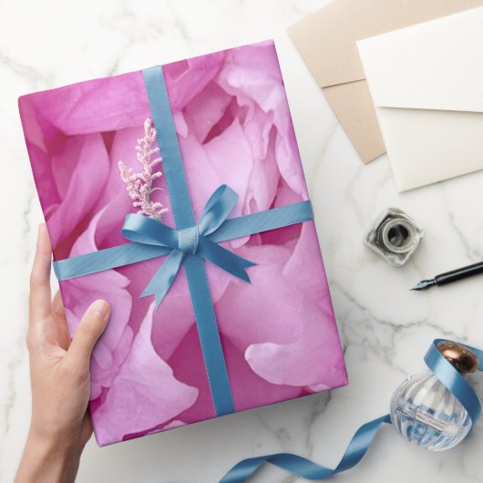 Papier Cadeau Closeup de pivoines roses (Cadeaux)