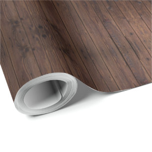 Papier Cadeau Clôture en bois brun foncé rustique de style campa