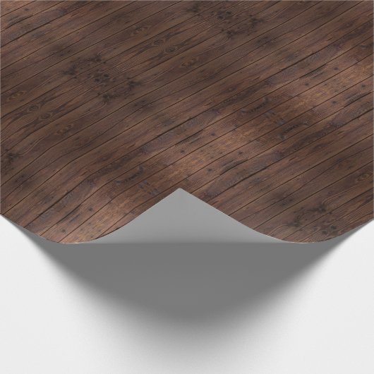 Papier Cadeau Clôture en bois brun foncé rustique de style campa (Coin)