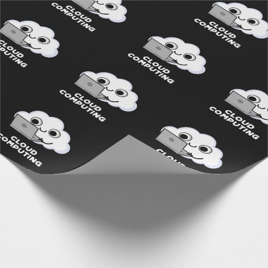Papier Cadeau Cloud Computing Ordinateur Météo Pun Dark BG (Coin)