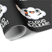 Papier Cadeau Cloud Et Clair Funky Météo Pun Dark BG (Coin rond)