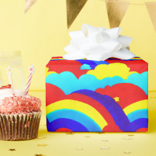 Papier Cadeau Clouds arc-en-ciel colorés Enfants Motif