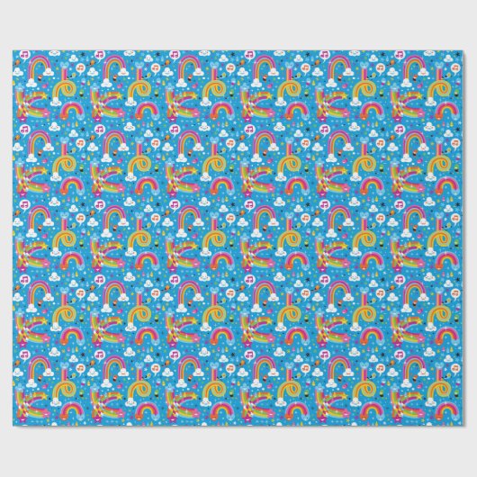 Papier Cadeau clouds rainbows rain drhepattern (Plat)