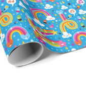 Papier Cadeau clouds rainbows rain drhepattern (Coin rond)